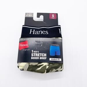 Hanes Men's Premium Stretch Boxer Brief Modern Fit Green Camouflage S 28-30"